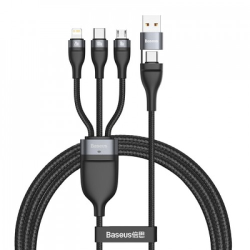 4 в 1 USB кабел BASEUS (Type C to Micro + Lightning 8-pin + Type C) 100W PD Qi - Motorola G9 Play