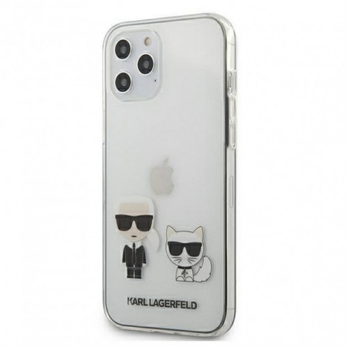 Оригинален Гръб KARL LAGERFELD - Apple IPhone 12 - Gray Transparent Karl and Cat