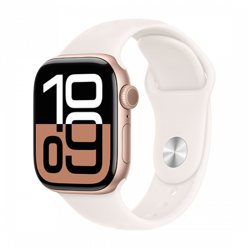 Apple Watch Series 10 GPS 42mm Rose Gold Aluminium Case with Sport Band M/L Light Blush