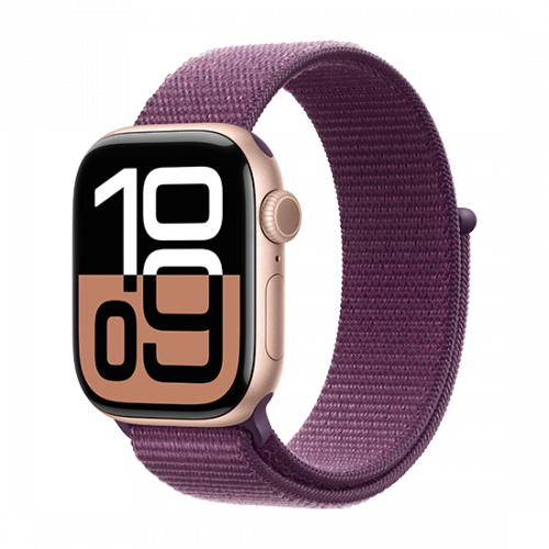 Apple Watch Series 10 GPS 42mm Rose Gold Aluminium Case with Sport Loop Plum