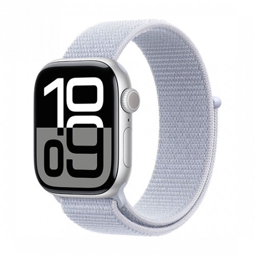 Apple Watch Series 10 GPS 42mm Silver Aluminium Case with Sport Loop Blue Cloud