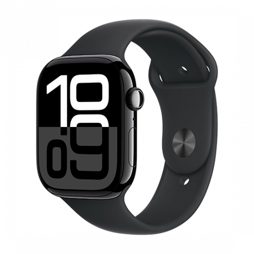 Apple Watch Series 10 GPS 46mm Jet Black Aluminium Case with Sport Band M/L Black