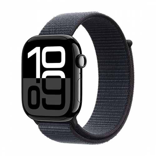 Apple Watch Series 10 GPS 46mm Jet Black Aluminium Case with Sport Loop Black