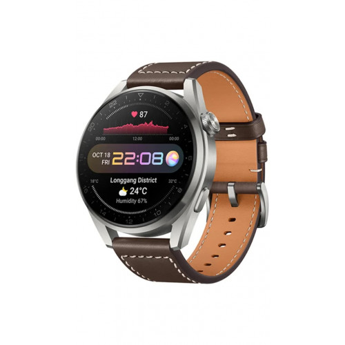 Huawei Watch 3 Pro Classic 48mm Titanium Grey - Brown Leather Strap