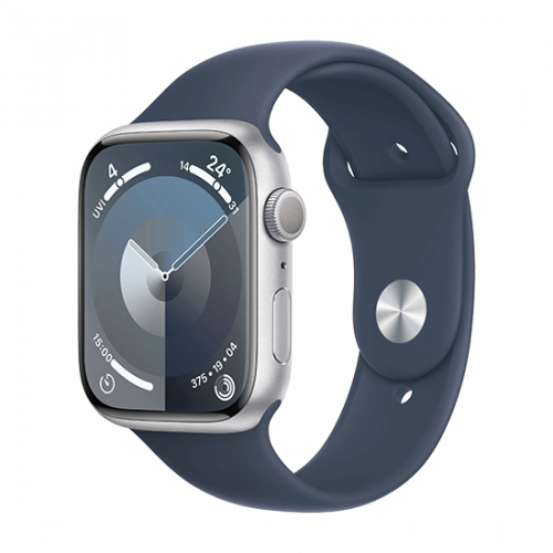Apple Watch Series 9 GPS 41mm Silver Aluminium Case with Sport Band M/L - Storm Blue