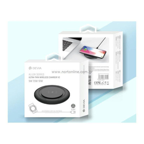 Devia Allen Series Ultra-Thin Wireless Charger V3 (15W) black