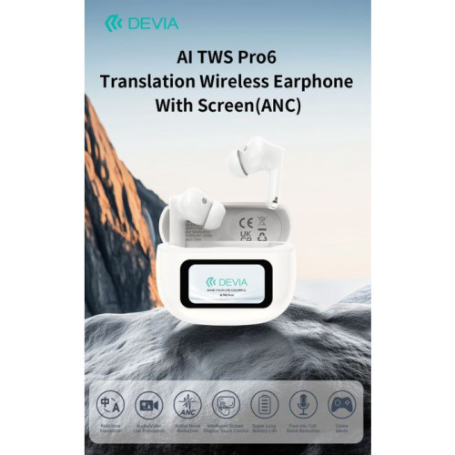 AI TWS Pro6 Translation Wireless Earphone With Screen(ANC)