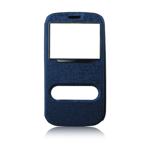 Кожен калъф Blun Twin - Samsung Galaxy S3 син