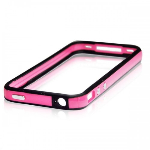 Силиконов Bumper - Apple iPhone 5S черен с розово