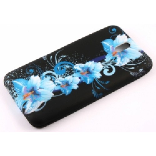 Силиконов калъф Design - HTC Desire 610 сини цветя