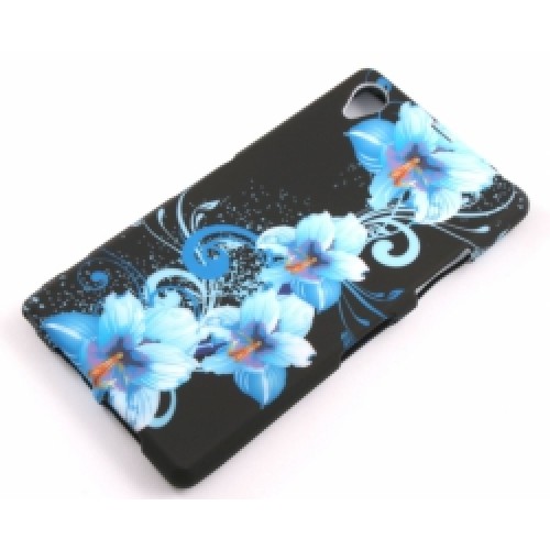 Силиконов калъф Design - Sony Xperia Z1 сини цветя