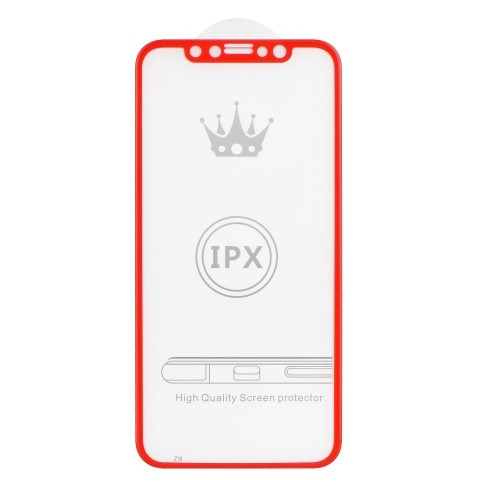 5D Протектор Full Glue Tempered Glass - Apple iPhone X червен